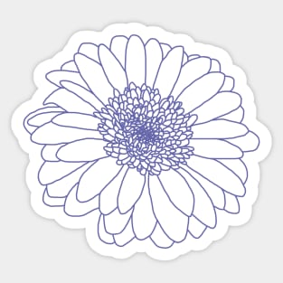 Very Peri Periwinkle Blue Gerbera Floral Line Drawing Color of the Year 2022 Sticker